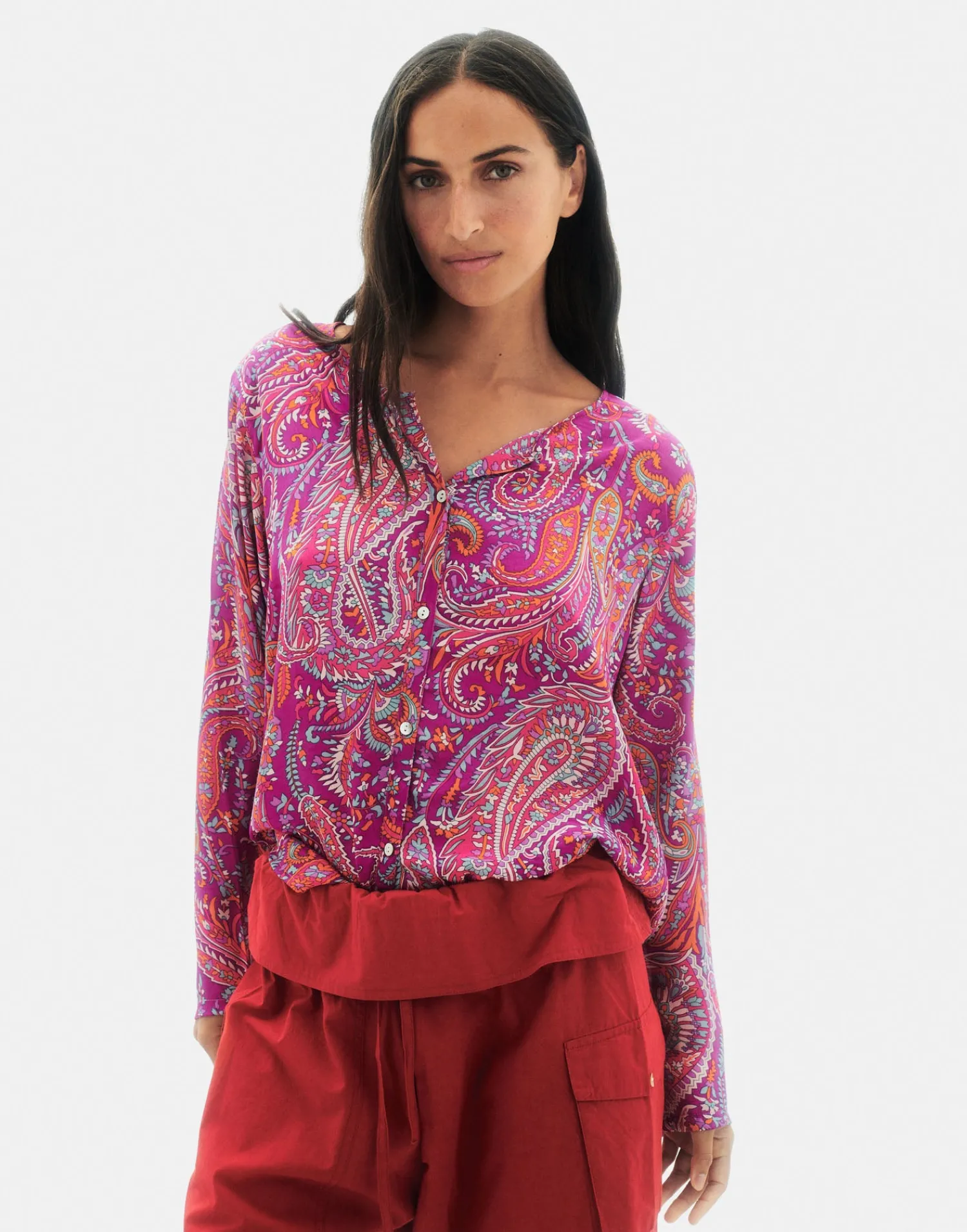 Natura Selection Camisa Paisley 147769-FUCHSIA Hot