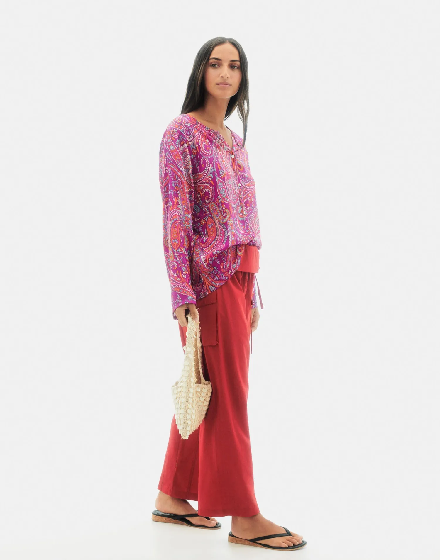 Natura Selection Camisa Paisley 147769-FUCHSIA Hot
