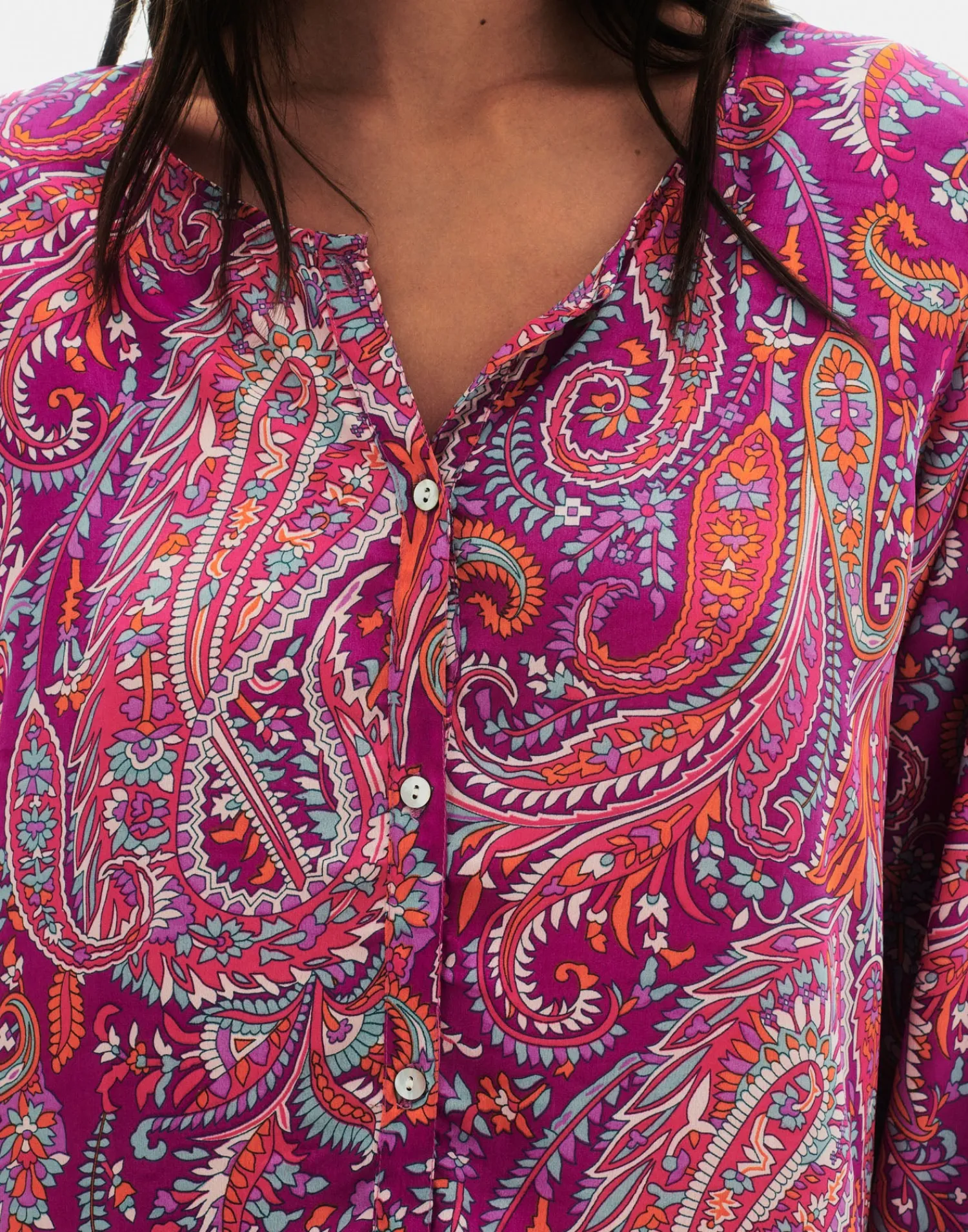 Natura Selection Camisa Paisley 147769-FUCHSIA Hot