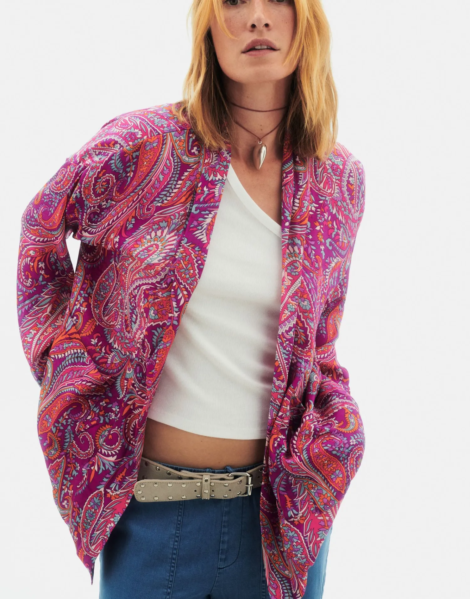 Natura Selection Kimono Paisley 147771-FUCHSIA Best
